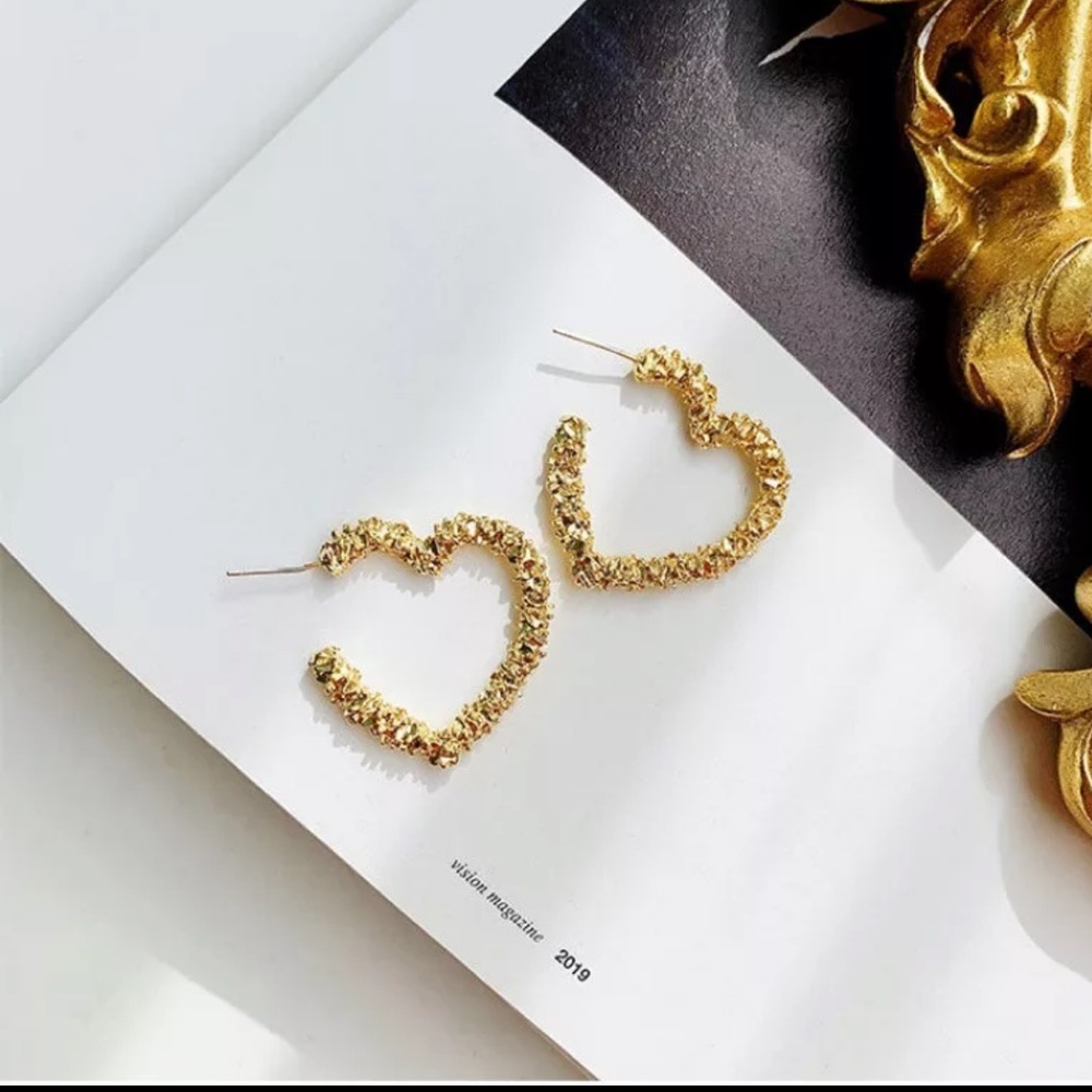 Gold Plated Heart Hoop Earrings ❤️ - Picture 2 of 6